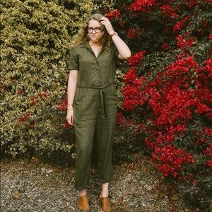 Target A New Day Linen Coverall Jumpsuit in Olive